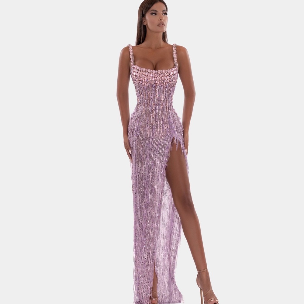 Glamorous Lilac Sequin Prom Dress